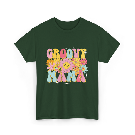 Groovy Mama Retro Mom T-Shirt - Forest Green