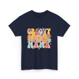 Groovy Mama Retro Mom T-Shirt - Navy