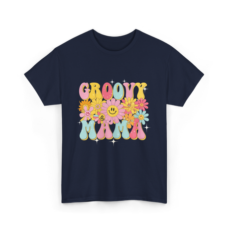 Groovy Mama Retro Mom T-Shirt - Navy