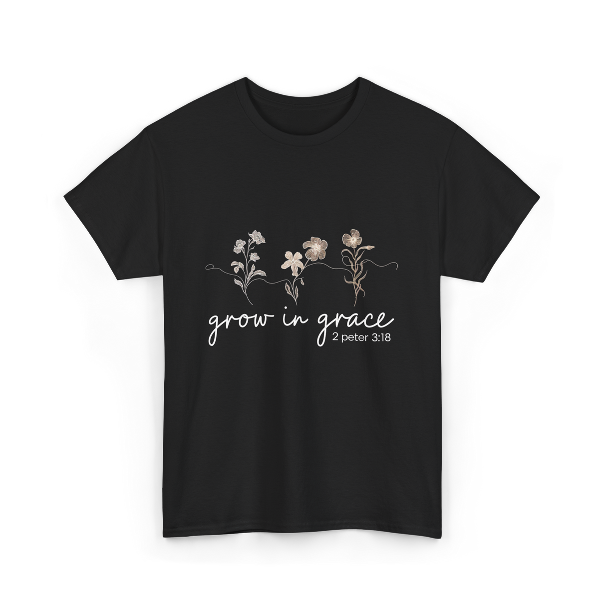 Grow in Grace Christian Faith T-Shirt - Black