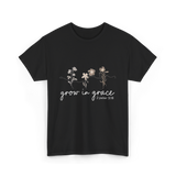 Grow in Grace Christian Faith T-Shirt - Black