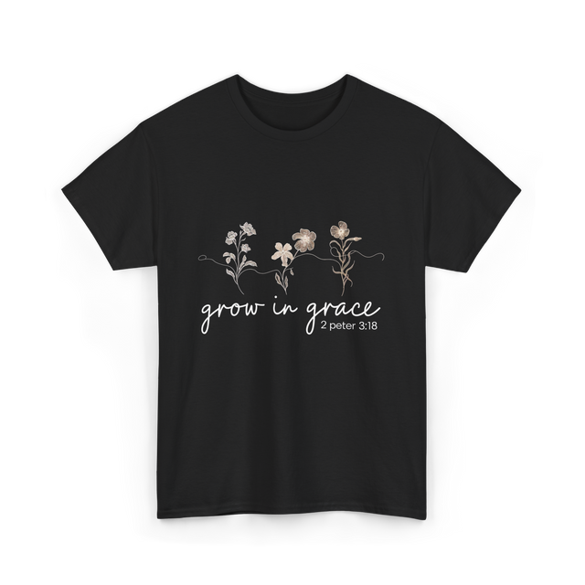 Grow in Grace Christian Faith T-Shirt - Black