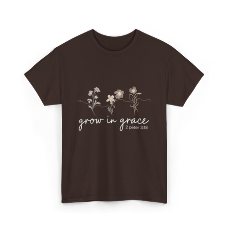 Grow in Grace Christian Faith T-Shirt - Dark Chocolate