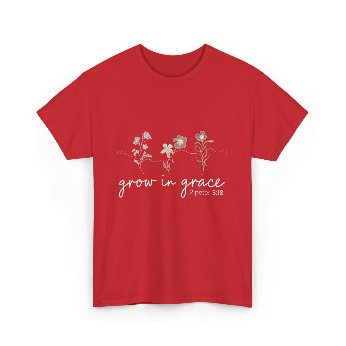 Grow in Grace Christian Faith T-Shirt - Red