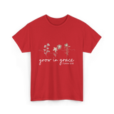 Grow in Grace Christian Faith T-Shirt - Red