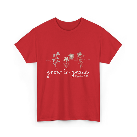 Grow in Grace Christian Faith T-Shirt - Red