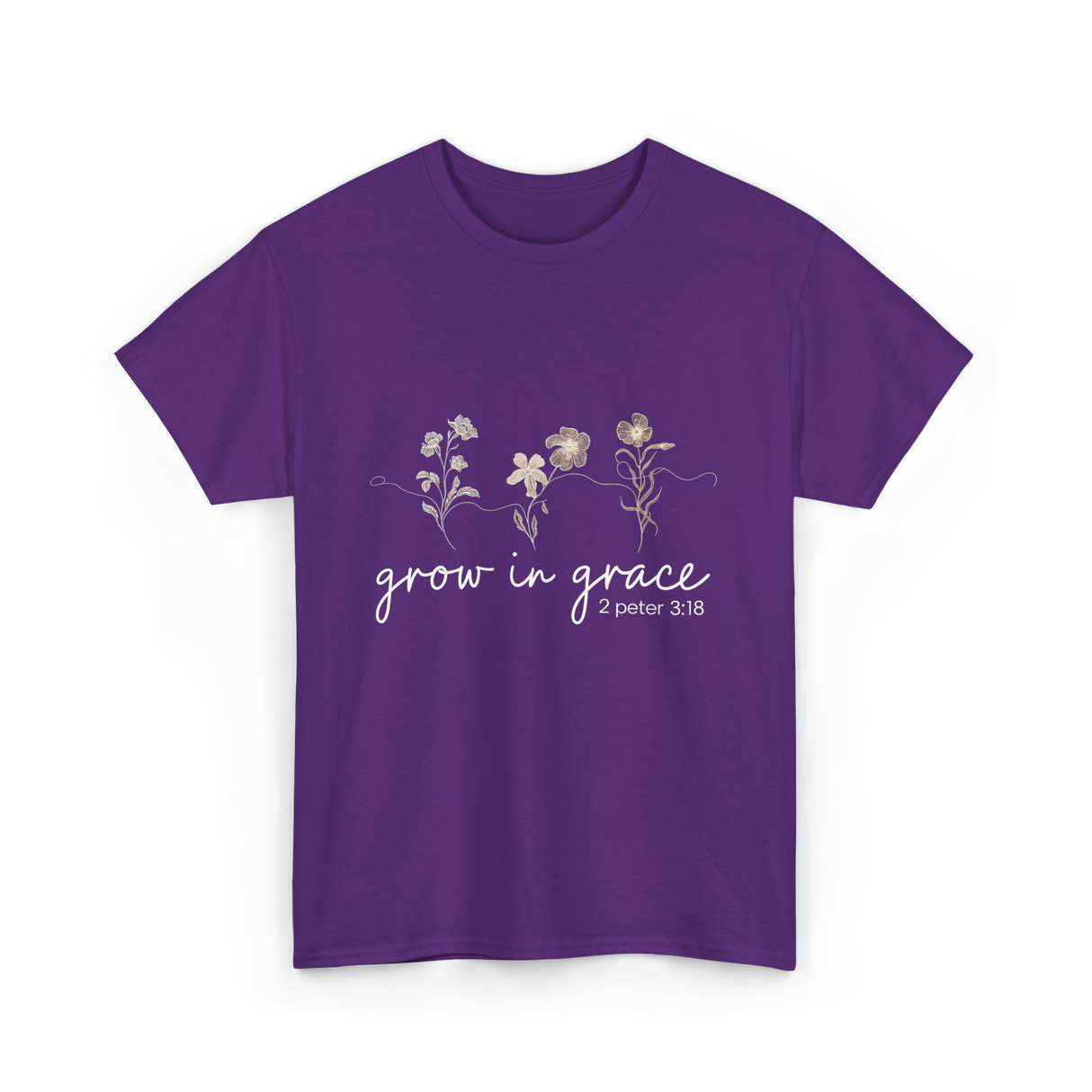 Grow in Grace Christian Faith T-Shirt - Purple