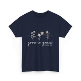 Grow in Grace Christian Faith T-Shirt - Navy