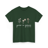 Grow in Grace Christian Faith T-Shirt - Forest Green