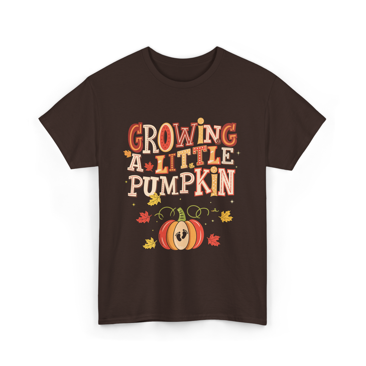 Growing A Little Pumpkin Fall T-Shirt - Dark Chocolate