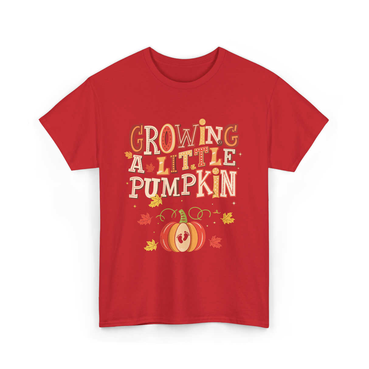 Growing A Little Pumpkin Fall T-Shirt - Red