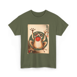 Grumpy Frog Japanese Art Frog T-Shirt - Military Green