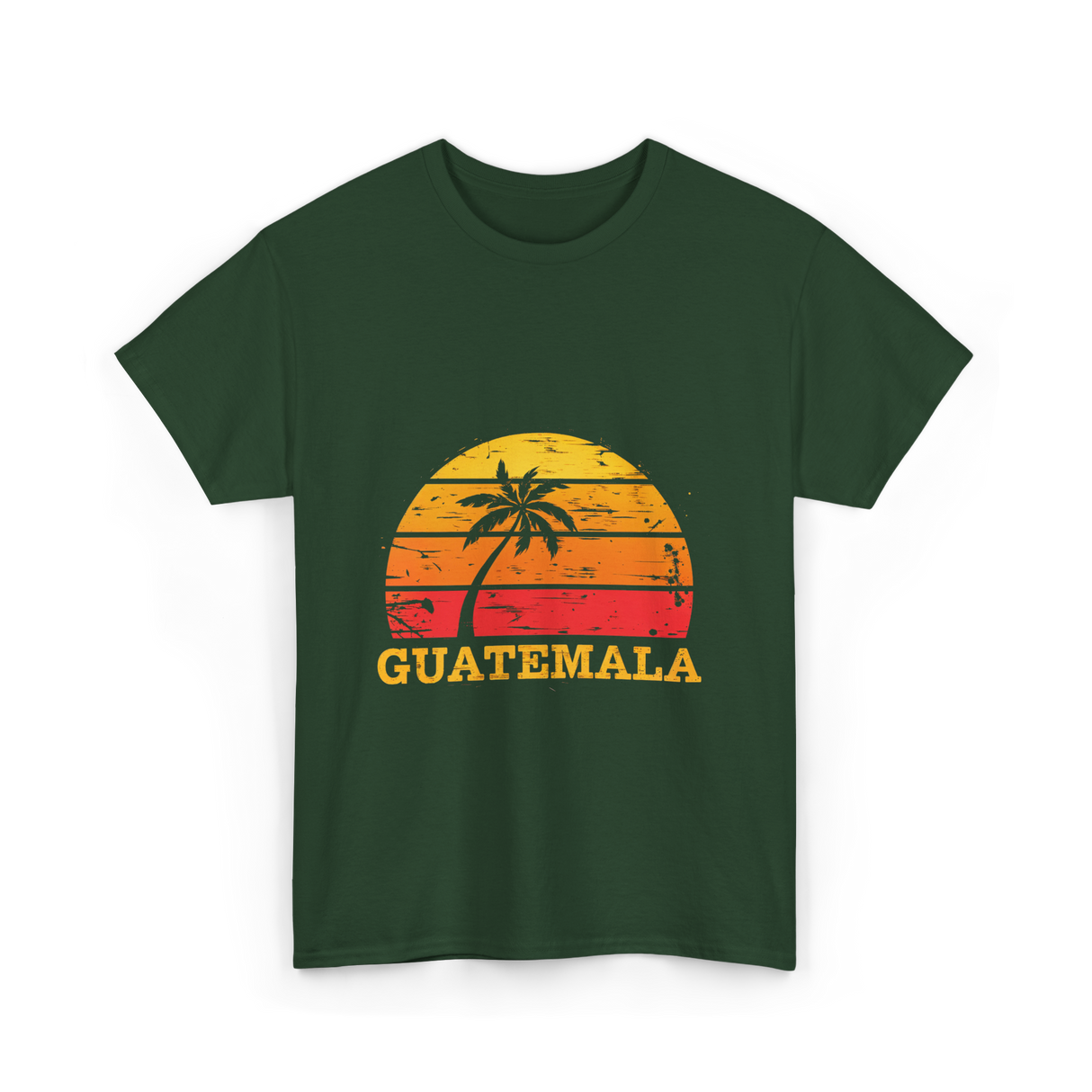 Guatemala Sunset Retro Design T-Shirt - Forest Green