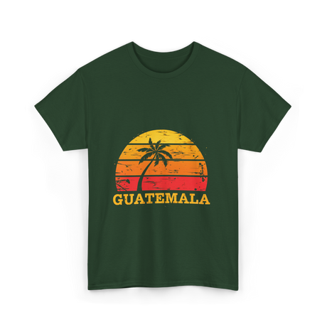 Guatemala Sunset Retro Design T-Shirt - Forest Green