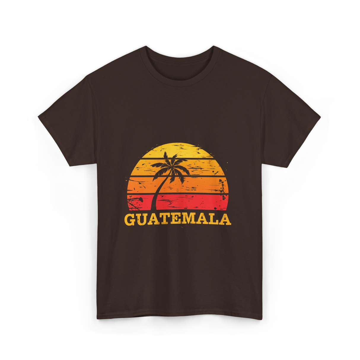 Guatemala Sunset Retro Design T-Shirt - Dark Chocolate