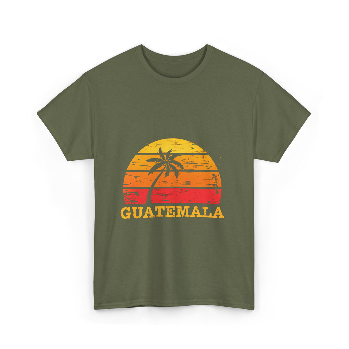 Guatemala Sunset Retro Design T-Shirt - Military Green