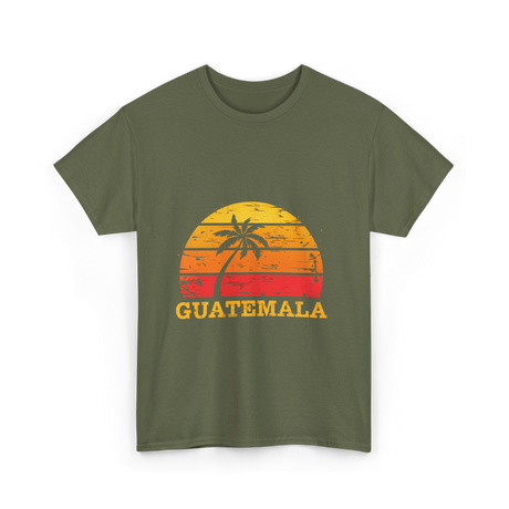 Guatemala Sunset Retro Design T-Shirt - Military Green