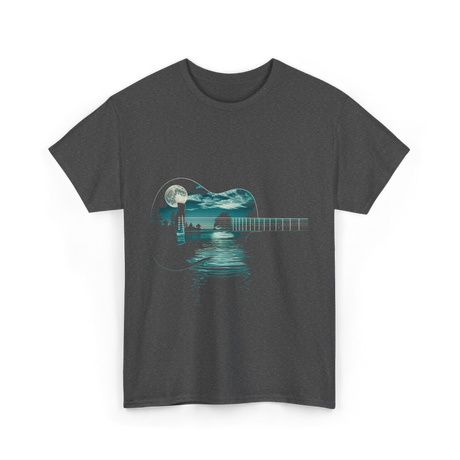 Guitar Lake Reflections Musician T-Shirt - Dark Heather