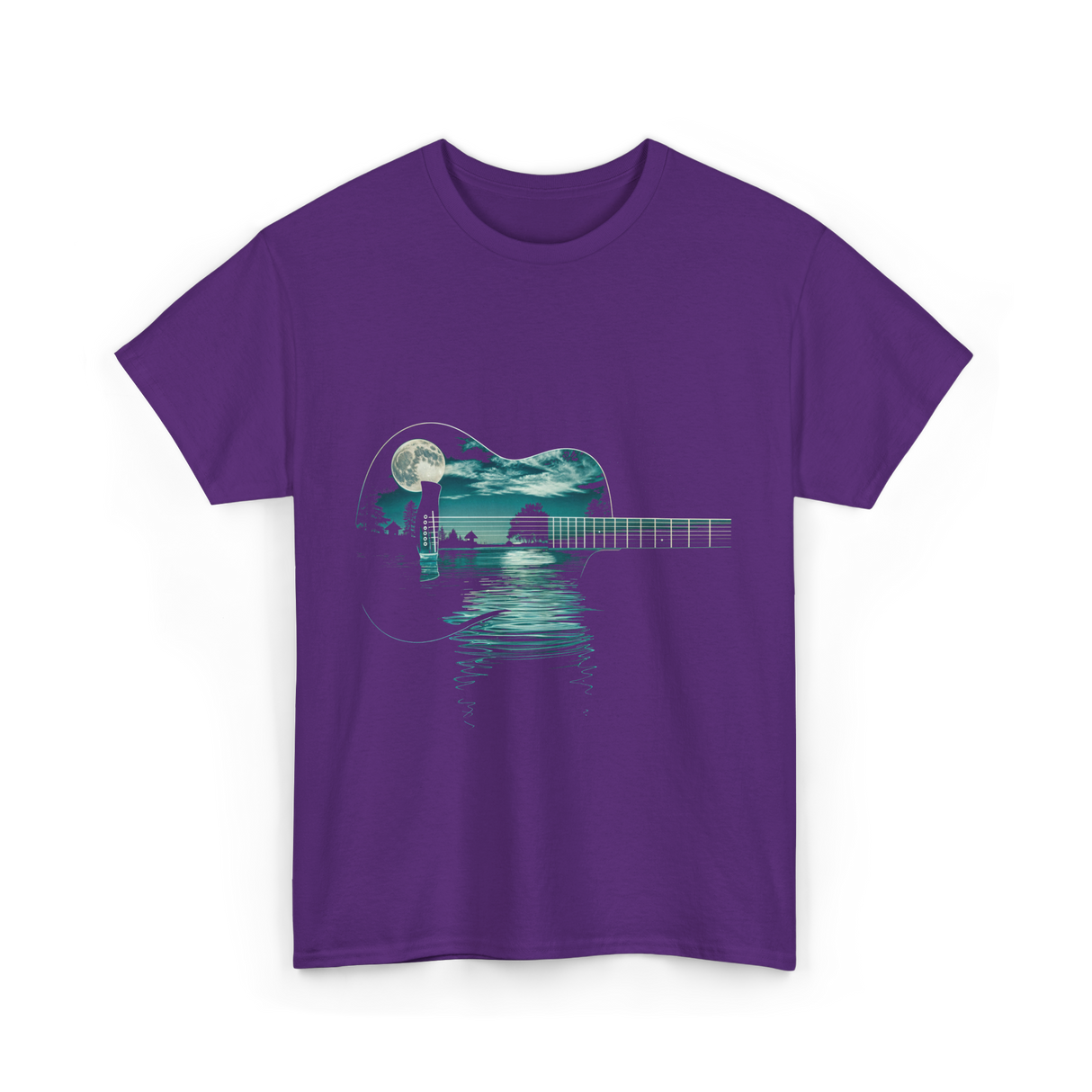 Guitar Lake Reflections Musician T-Shirt - Purple