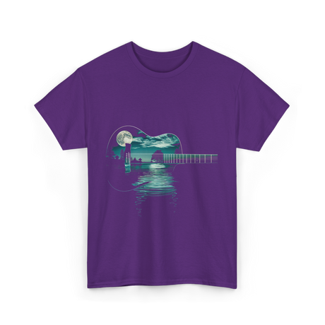 Guitar Lake Reflections Musician T-Shirt - Purple