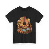 Guitar Landscape Acoustic Guitar Music T-Shirt - Black