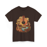 Guitar Landscape Acoustic Guitar Music T-Shirt - Dark Chocolate