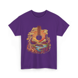 Guitar Landscape Acoustic Guitar Music T-Shirt - Purple