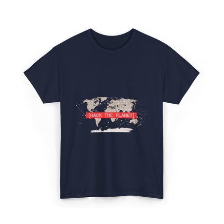 Hack The Planet Hacking Hacker T-Shirt - Navy