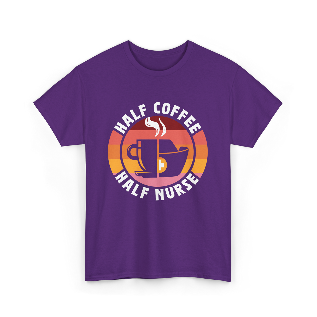 Half Coffee Half Nurse Caffeine T-Shirt - Purple