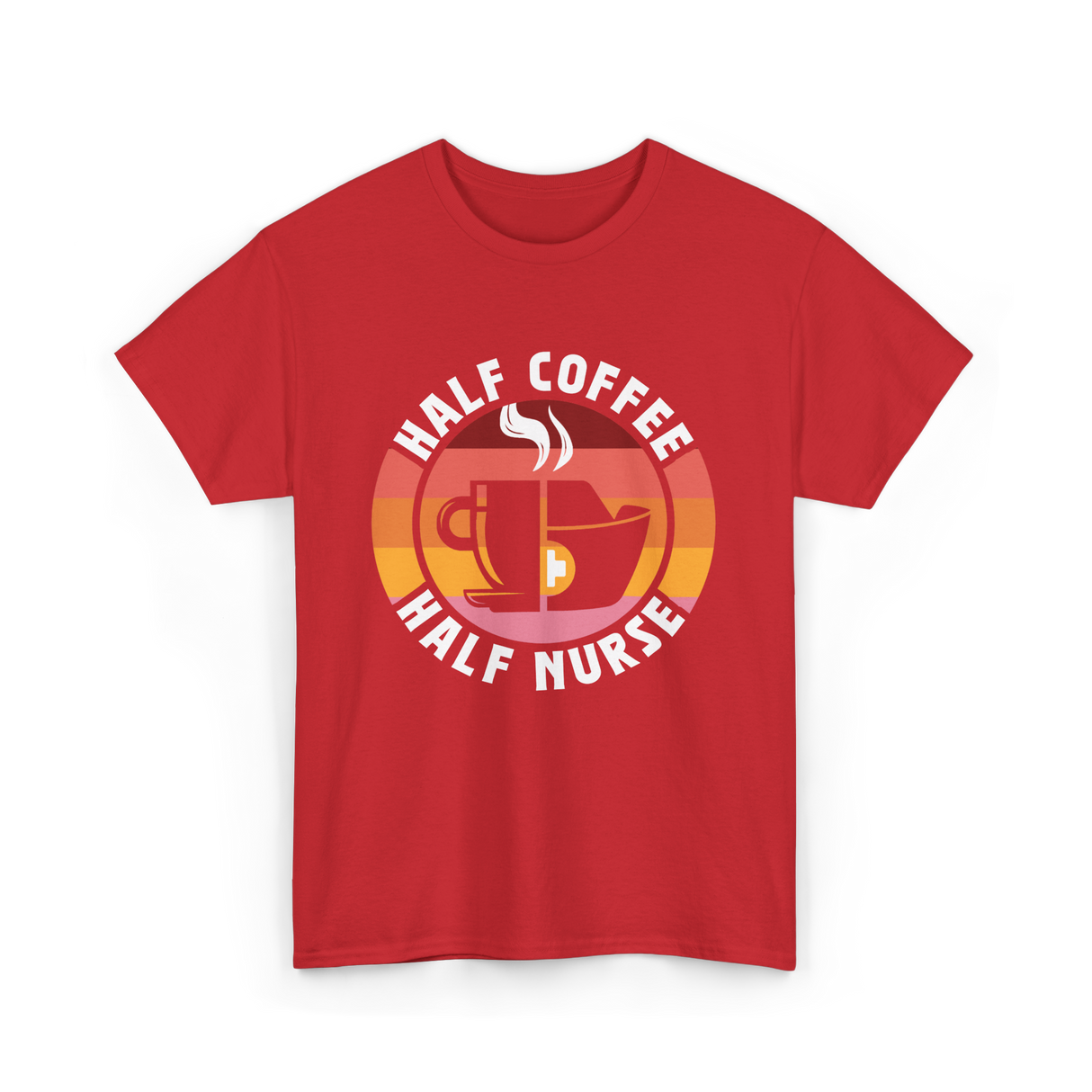 Half Coffee Half Nurse Caffeine T-Shirt - Red