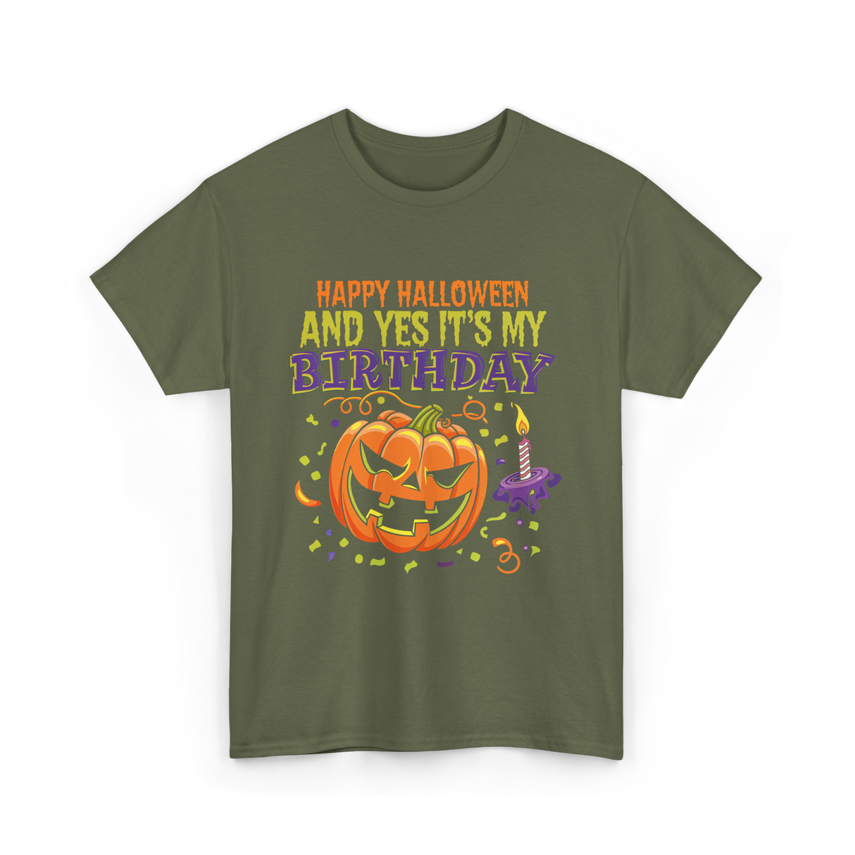 Halloween Birthday Celebration T-Shirt - Military Green