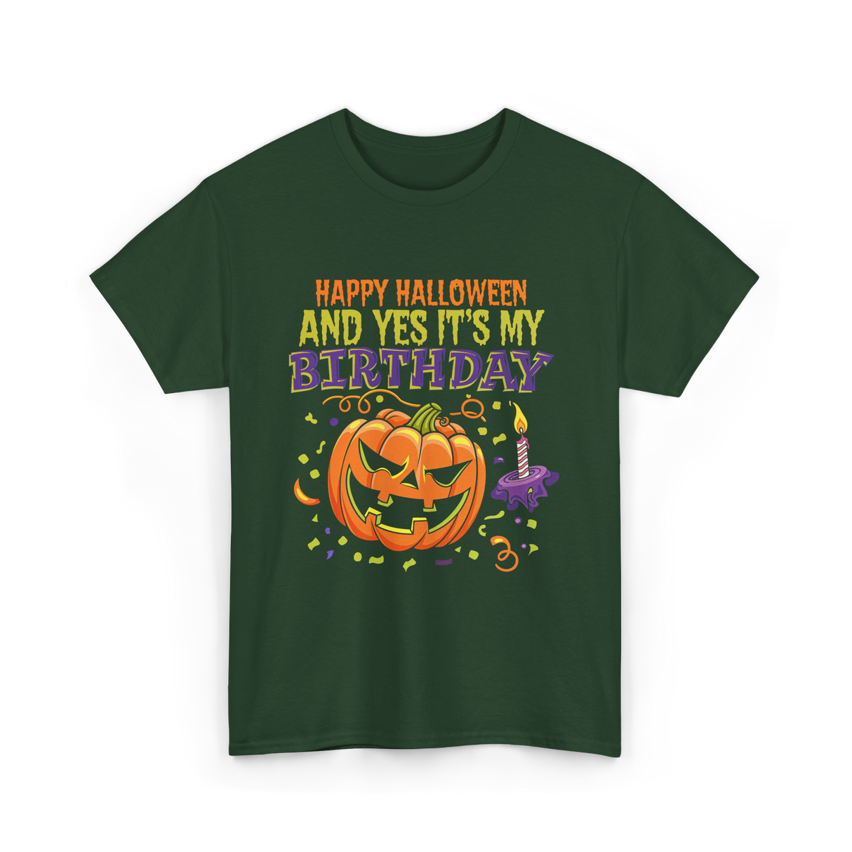 Halloween Birthday Celebration T-Shirt - Forest Green