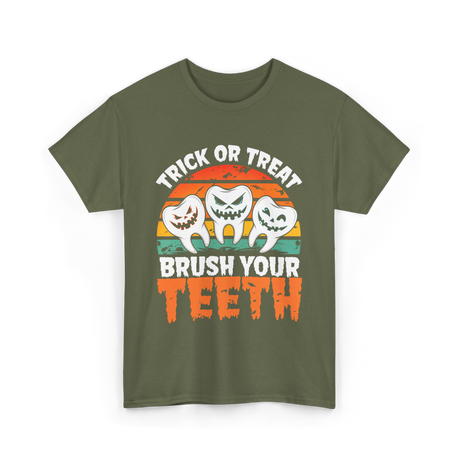 Halloween Brush Your Teeth T-Shirt - Military Green