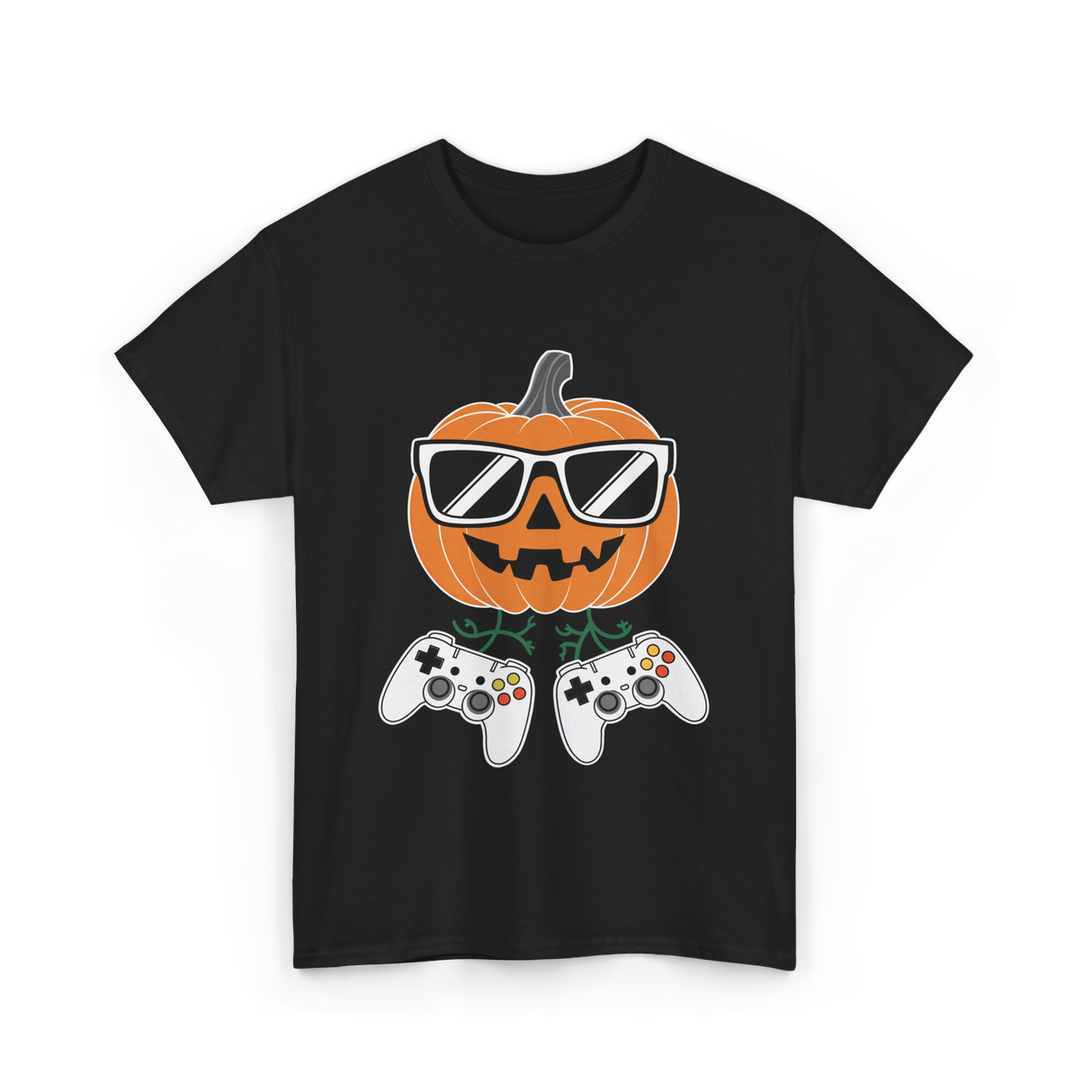 Halloween Gamer Pumpkin Gaming T-Shirt - Black