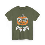 Halloween Gamer Pumpkin Gaming T-Shirt - Military Green