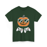 Halloween Gamer Pumpkin Gaming T-Shirt - Forest Green