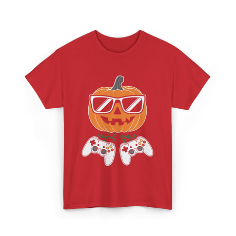 Halloween Gamer Pumpkin Gaming T-Shirt - Red