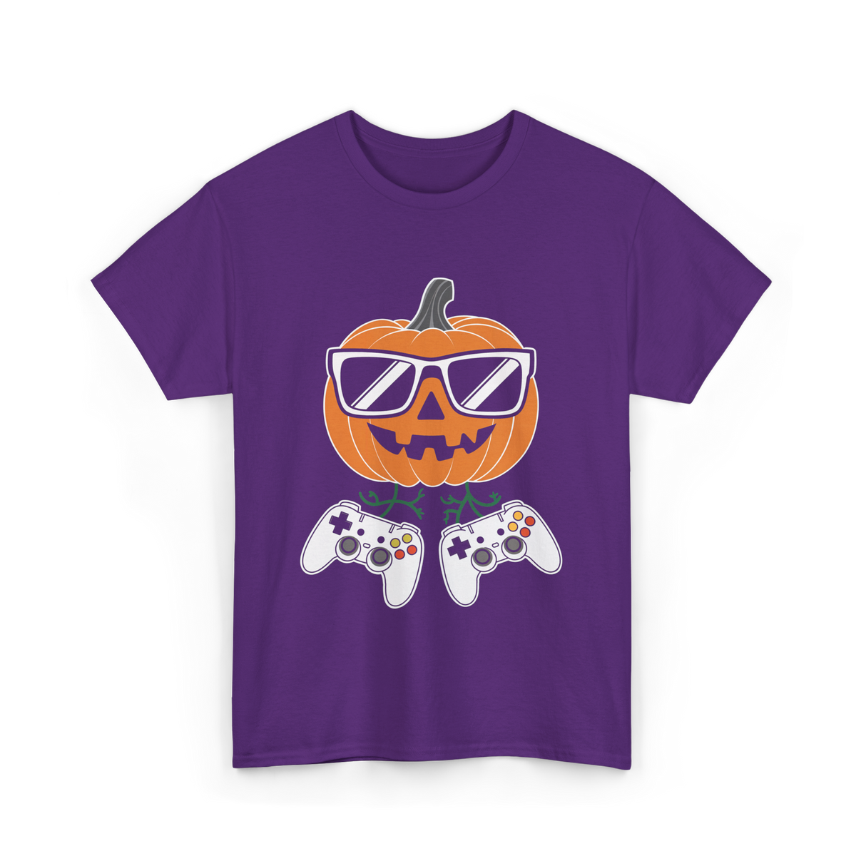 Halloween Gamer Pumpkin Gaming T-Shirt - Purple