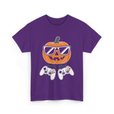 Halloween Gamer Pumpkin Gaming T-Shirt - Purple