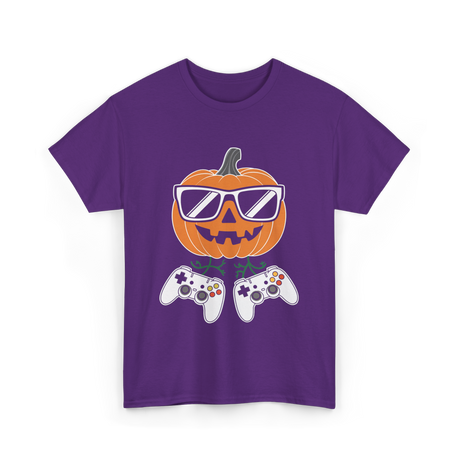 Halloween Gamer Pumpkin Gaming T-Shirt - Purple