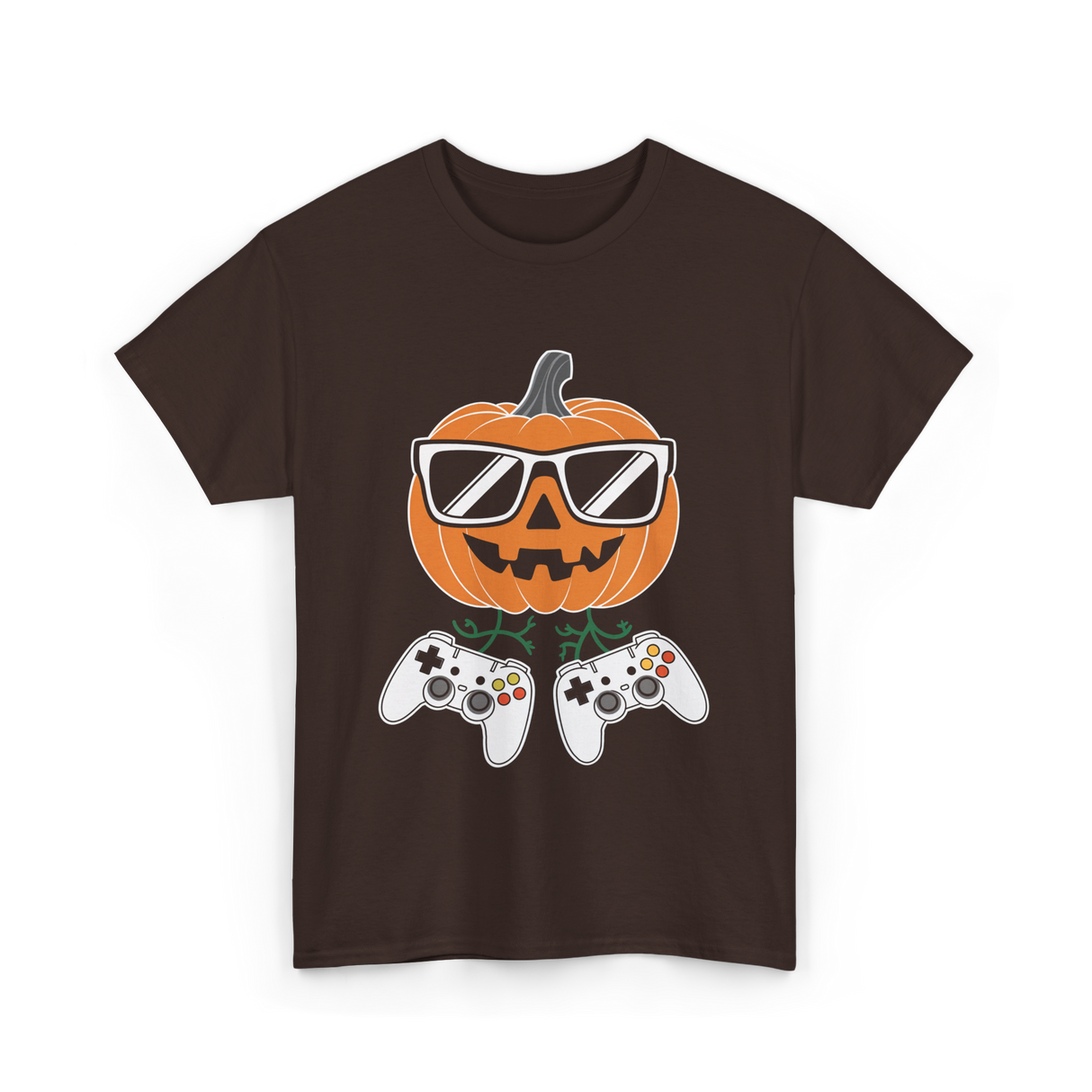 Halloween Gamer Pumpkin Gaming T-Shirt - Dark Chocolate