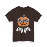 Halloween Gamer Pumpkin Gaming T-Shirt - Dark Chocolate