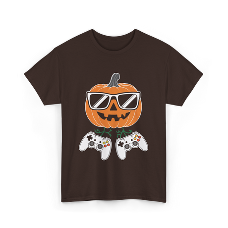 Halloween Gamer Pumpkin Gaming T-Shirt - Dark Chocolate