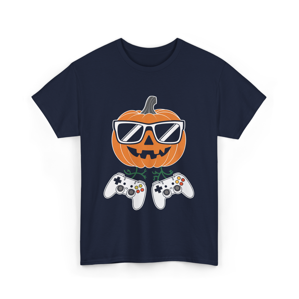 Halloween Gamer Pumpkin Gaming T-Shirt - Navy