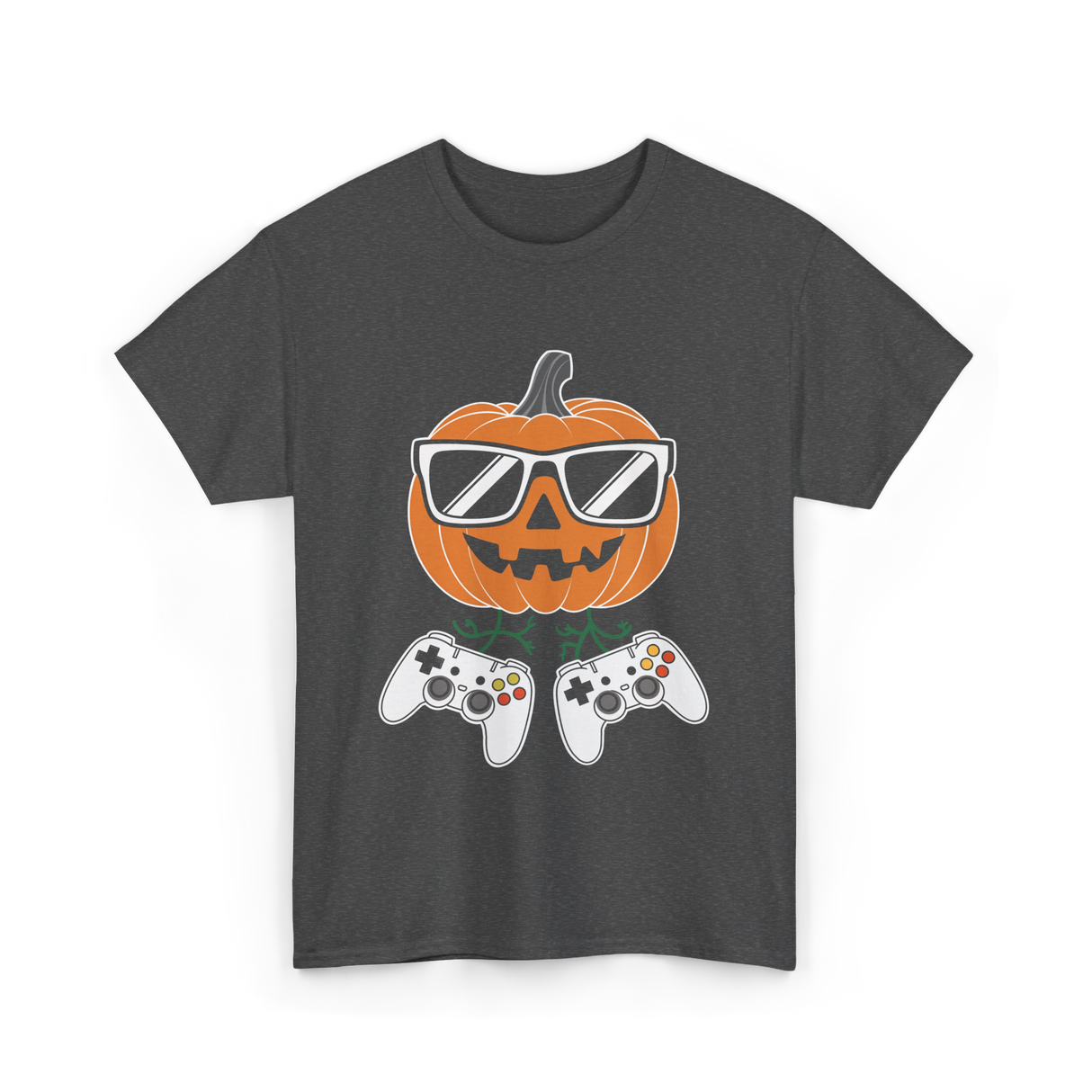 Halloween Gamer Pumpkin Gaming T-Shirt - Dark Heather