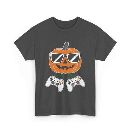 Halloween Gamer Pumpkin Gaming T-Shirt - Dark Heather