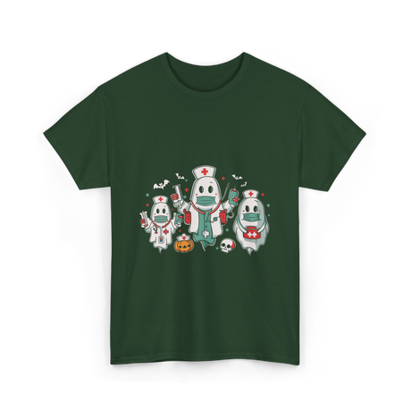 Halloween Nurse Ghost Nursing T-Shirt - Forest Green