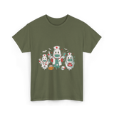 Halloween Nurse Ghost Nursing T-Shirt - Military Green