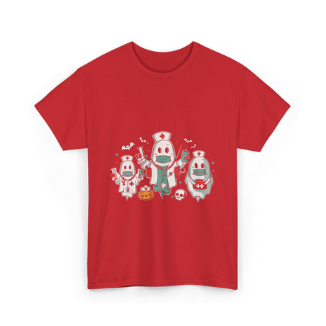Halloween Nurse Ghost Nursing T-Shirt - Red