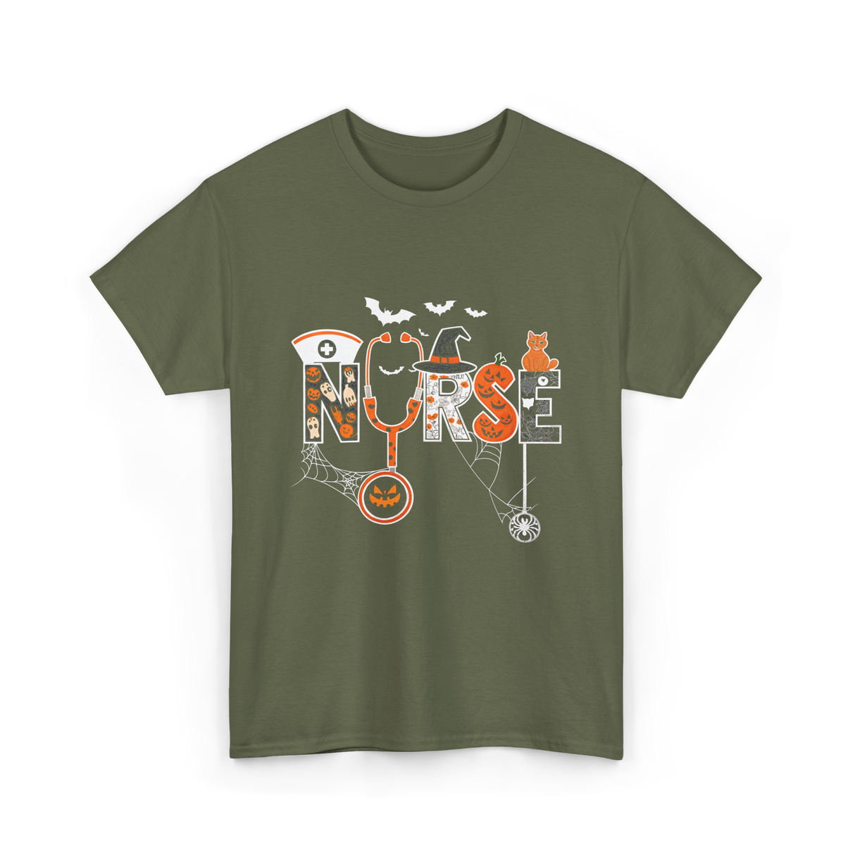 Halloween Nurse Nurse T-Shirt - Military Green